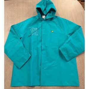 Onguard Chemtex Flame Retardant Rain Jacket Teal Green Hooded Mens Medium 11201